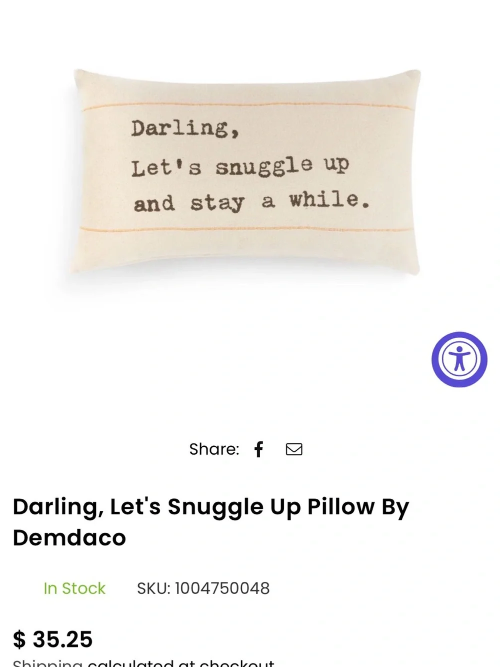 Demdaco Cream Throw Pillow: Dear you…